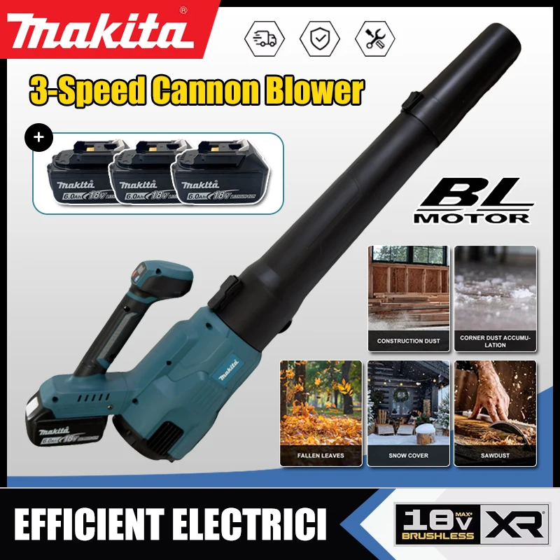 Power Tools Makita - Makita Cordless Leaf blower 3-Speed Cannon