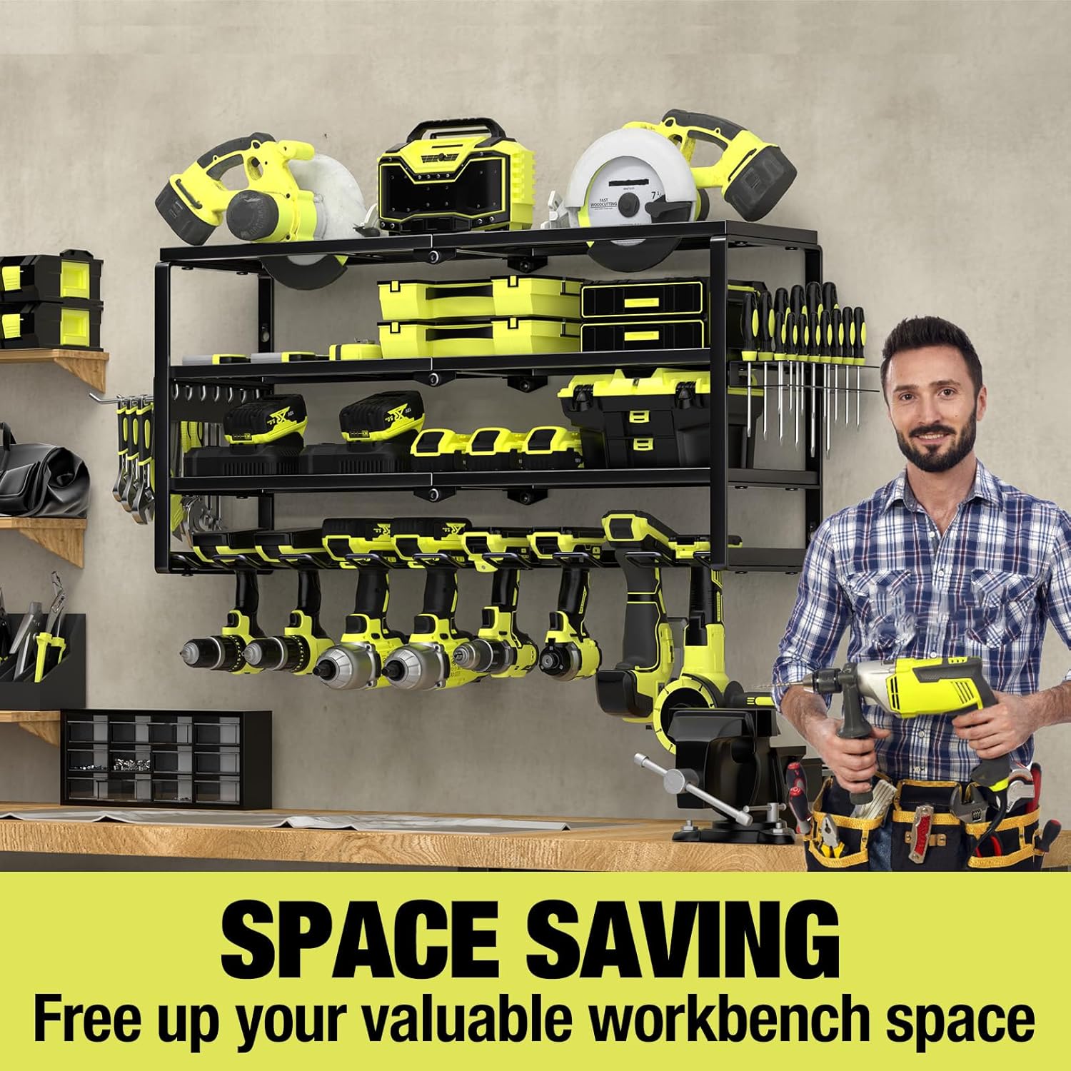 4 Layer Wall Mount Power Tool  - đánh giá và giá Power Tools Rack