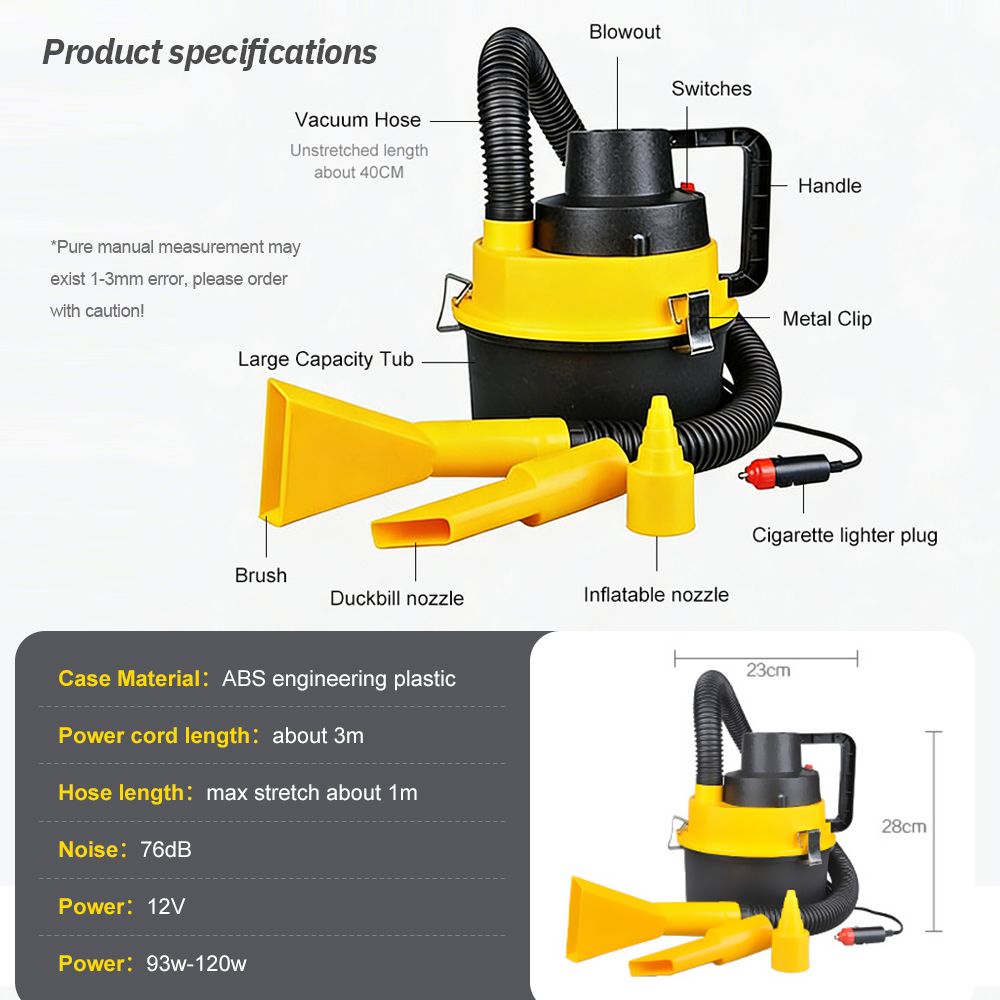 12V Portable Canister Car Vacu - đánh giá và giá Power Tools Vacuum